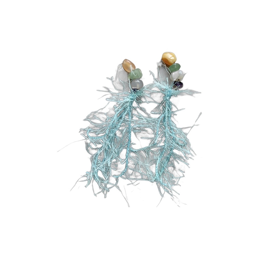 Yellow crystal, green Jade, rose quartz and amethyst gemstones Earrings
